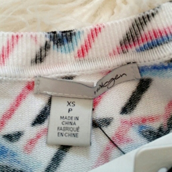 Halogen Cardigan 3/4 Sleeve Floral Stripes Sweater Viscose Sz xs - Picture 6 of 7